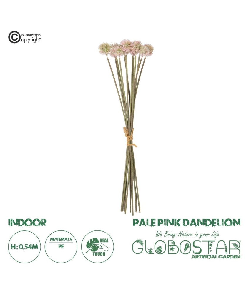 GloboStar® Artificial Garden PALE PINK DANDELION BOUQET 21361 Τεχνητό Διακοσμητικό Ταραξάκο Μπουκέτο Y54cm